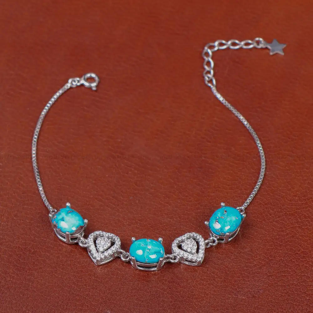 دستبند فیروزه زنانه کد 31165