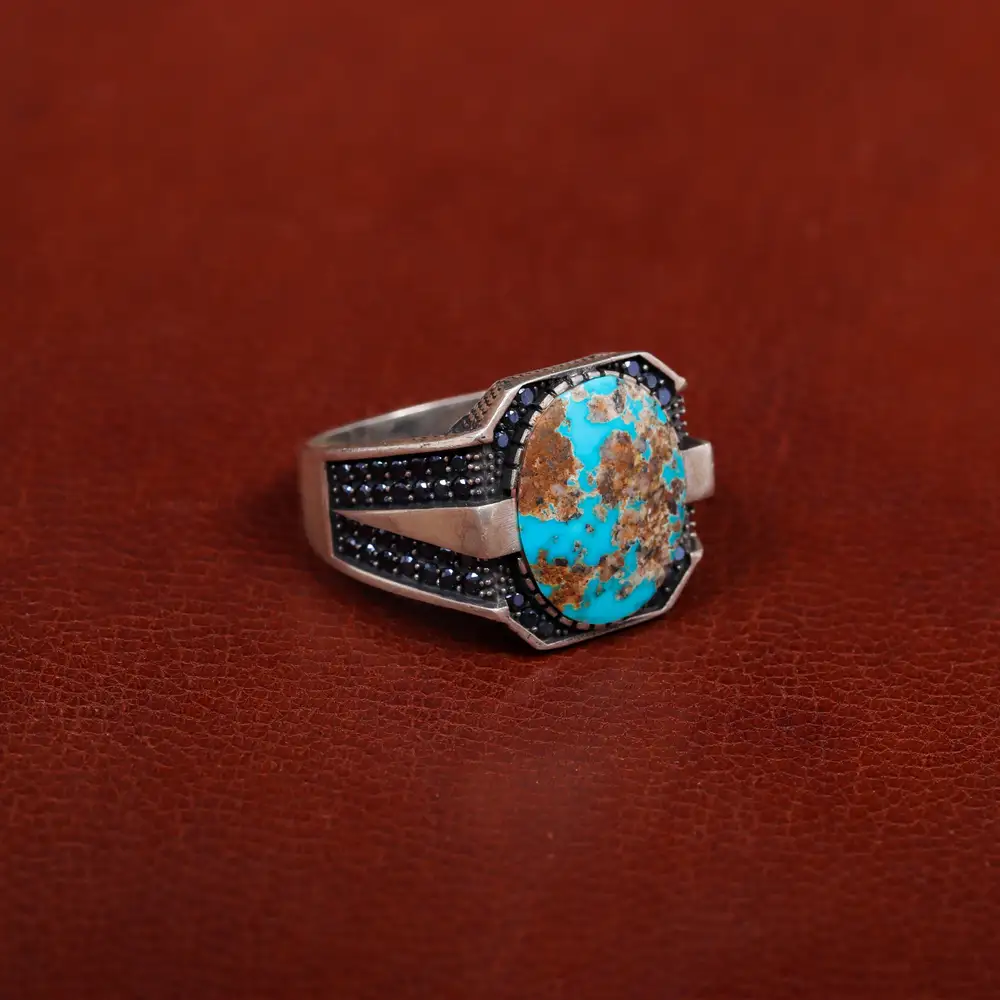 انگشتر فیروزه شجری مردانه کد 31190