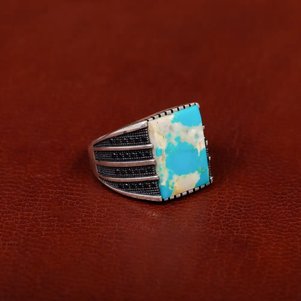 انگشتر فیروزه شجری مردانه کد 31195