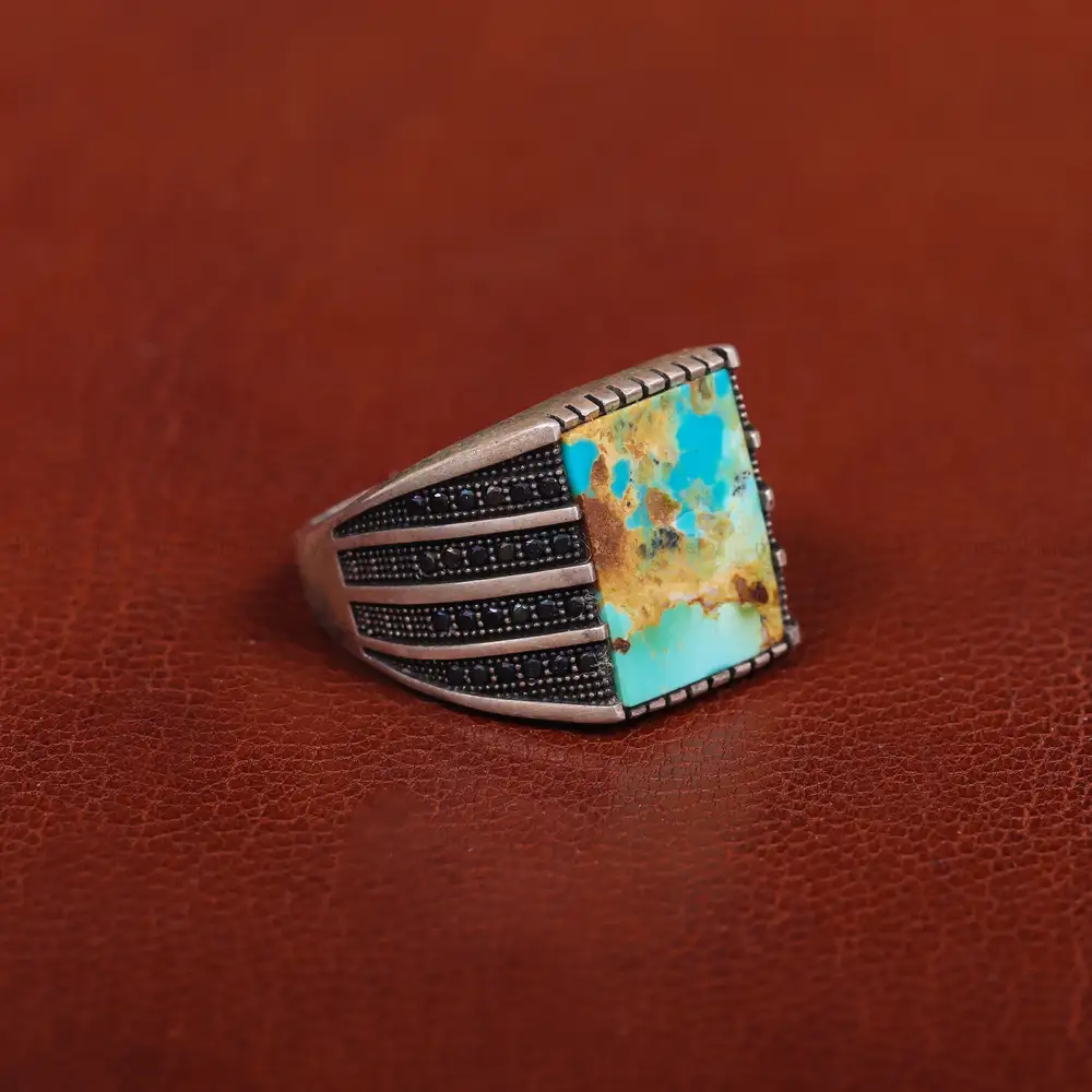 انگشتر فیروزه شجری مردانه کد 31224