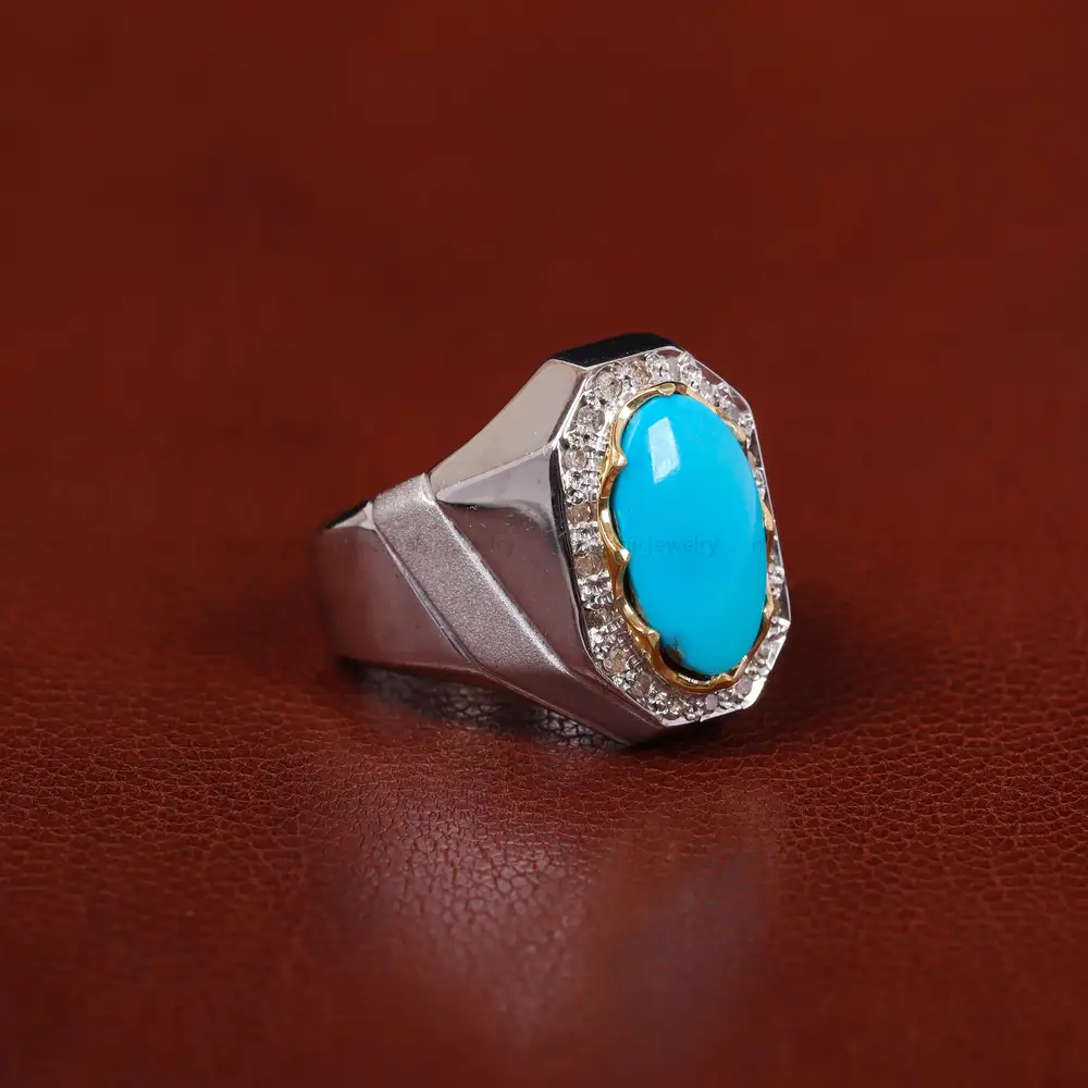 انگشتر فیروزه عجمی مردانه کد 31236