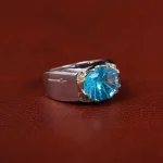 انگشتر توپاز آبی مردانه کد 31239