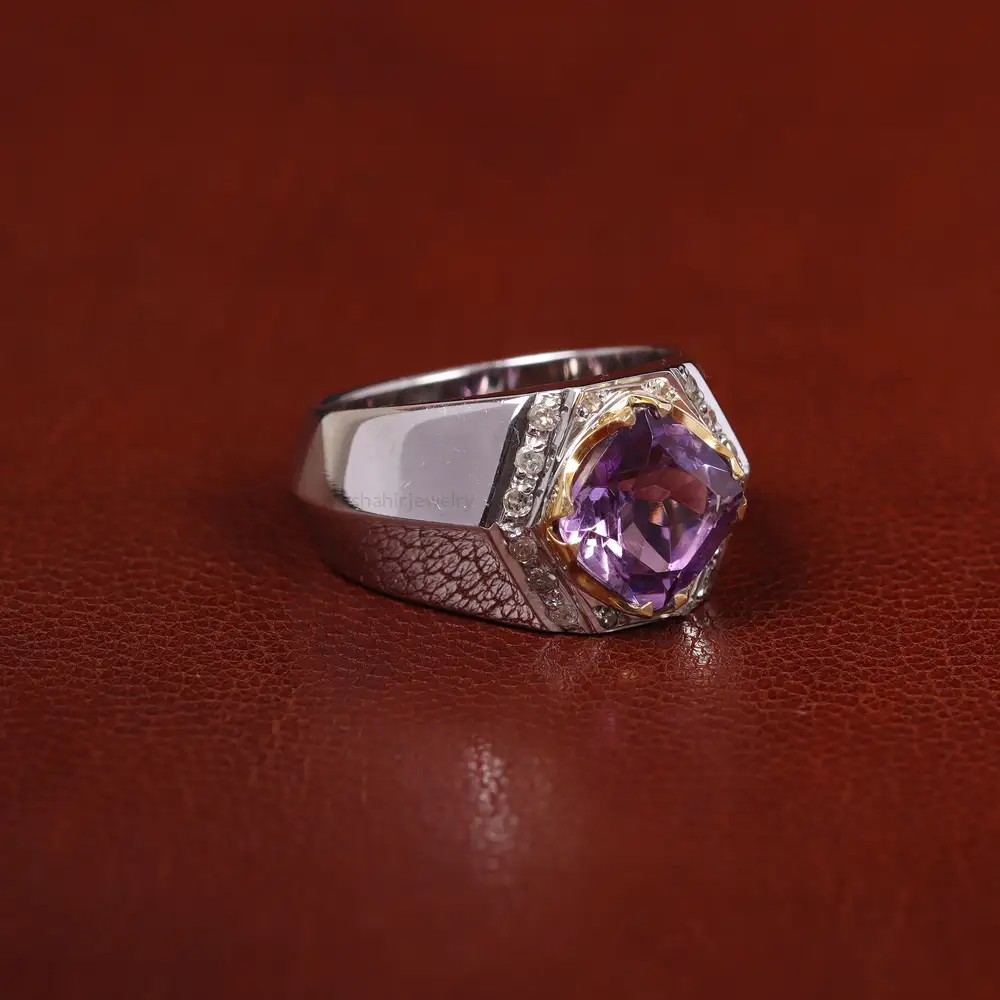 انگشتر آمیتیست مردانه کد 31244