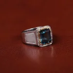 انگشتر توپاز آبی مردانه کد 31246