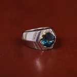 انگشتر توپاز آبی مردانه کد 31247