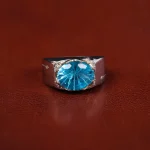 انگشتر توپاز آبی مردانه کد 31239