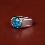 انگشتر توپاز آبی مردانه کد 31239