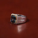 انگشتر توپاز آبی مردانه کد 31248