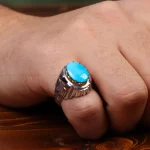 انگشتر فیروزه عجمی مردانه کد 31115