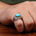 انگشتر فیروزه عجمی مردانه کد 31124