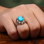 انگشتر فیروزه عجمی مردانه کد 31129