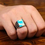انگشتر فیروزه شجری مردانه کد 31195