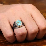 انگشتر فیروزه شجری مردانه کد 31198