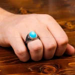 انگشتر فیروزه شجری مردانه کد 31210