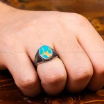 انگشتر فیروزه شجری مردانه کد 31218