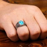 انگشتر فیروزه شجری مردانه کد 31223
