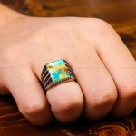 انگشتر فیروزه شجری مردانه کد 31224