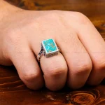 انگشتر فیروزه شجری مردانه کد 31225