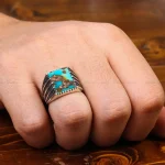 انگشتر فیروزه شجری مردانه کد 31226