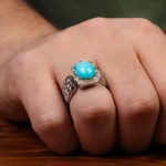 انگشتر فیروزه عجمی مردانه کد 31235