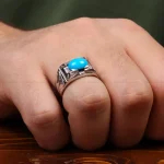 انگشتر فیروزه عجمی مردانه کد 31258