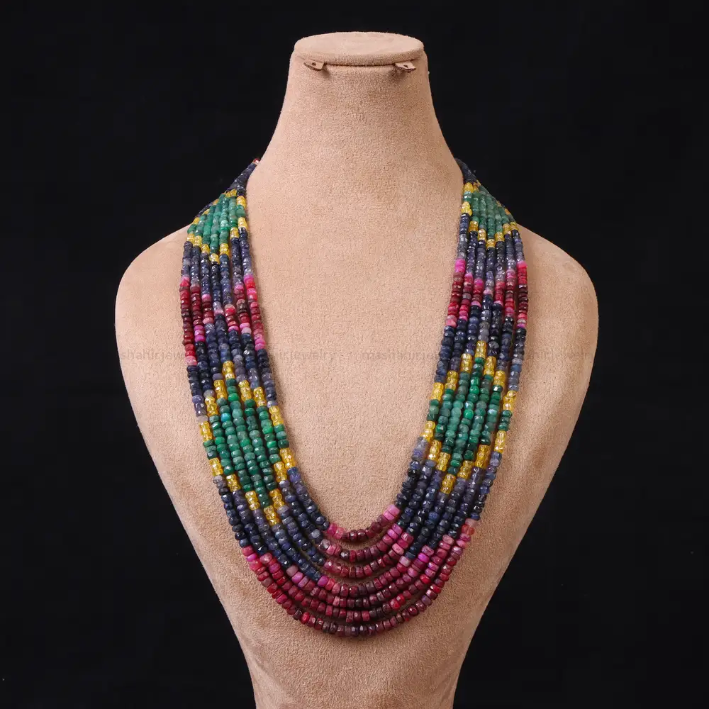 گردنبند چند رج زمرد و یاقوت کد 31099