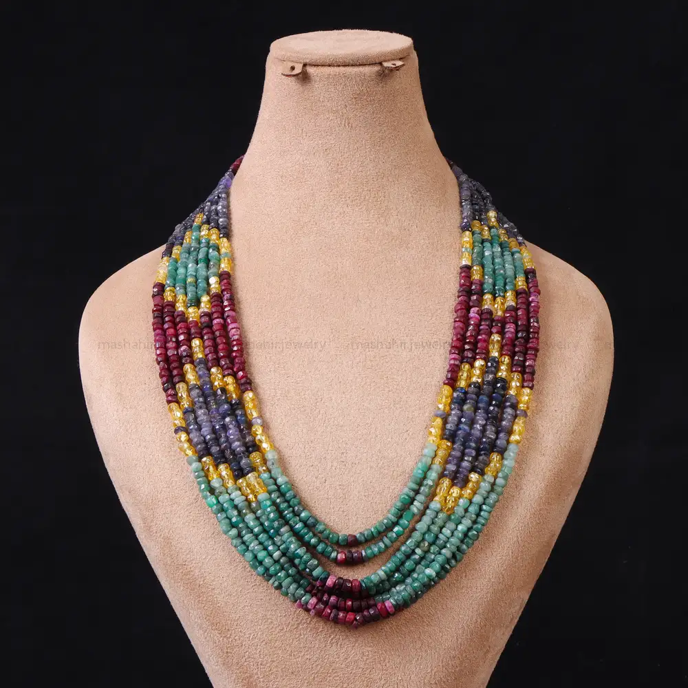 گردنبند چند رج زمرد و یاقوت کد 31103