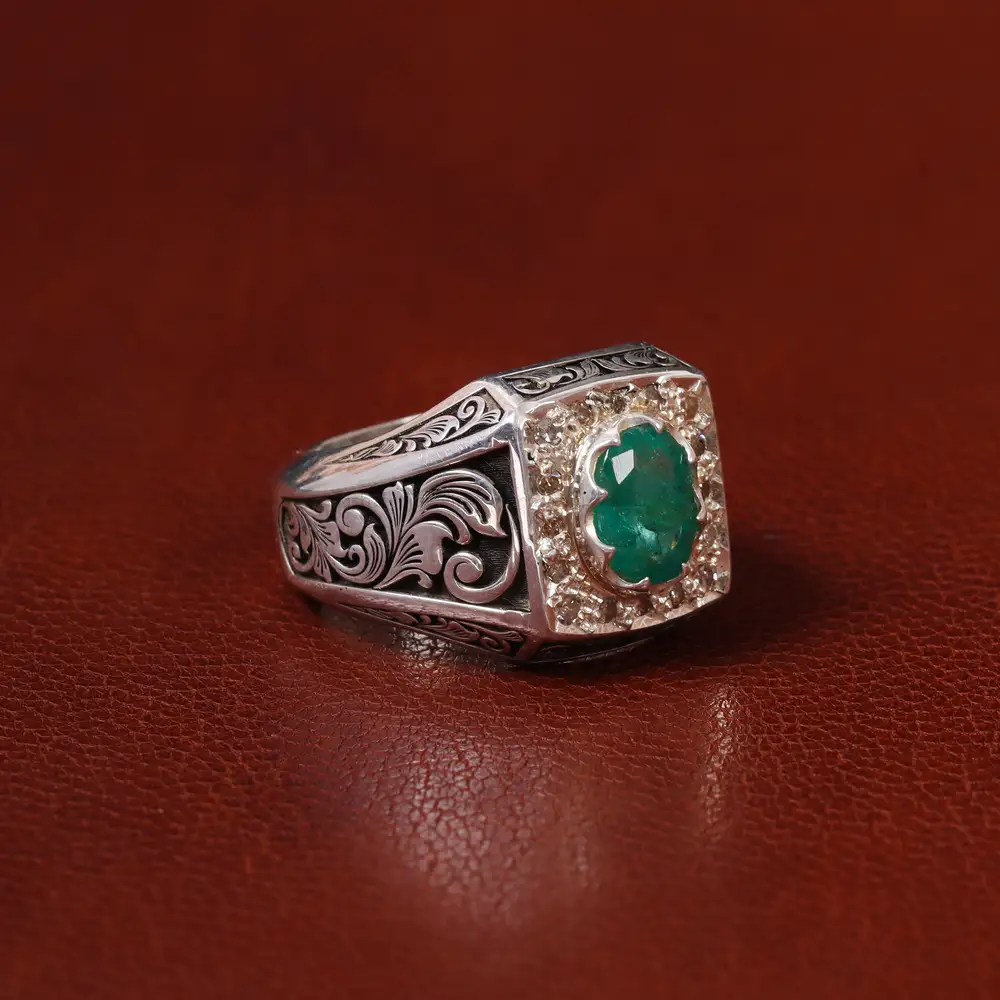 انگشتر زمرد مردانه کد 31259