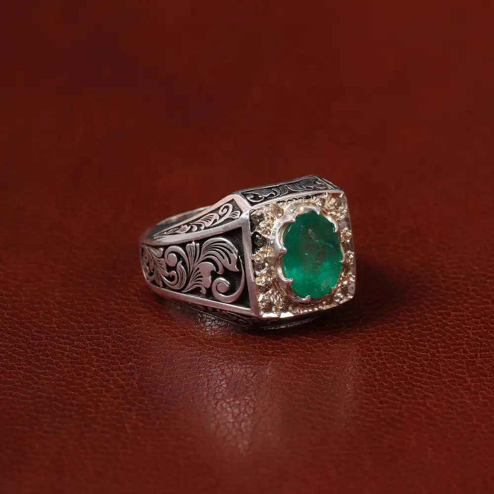 انگشتر زمرد مردانه کد 31260