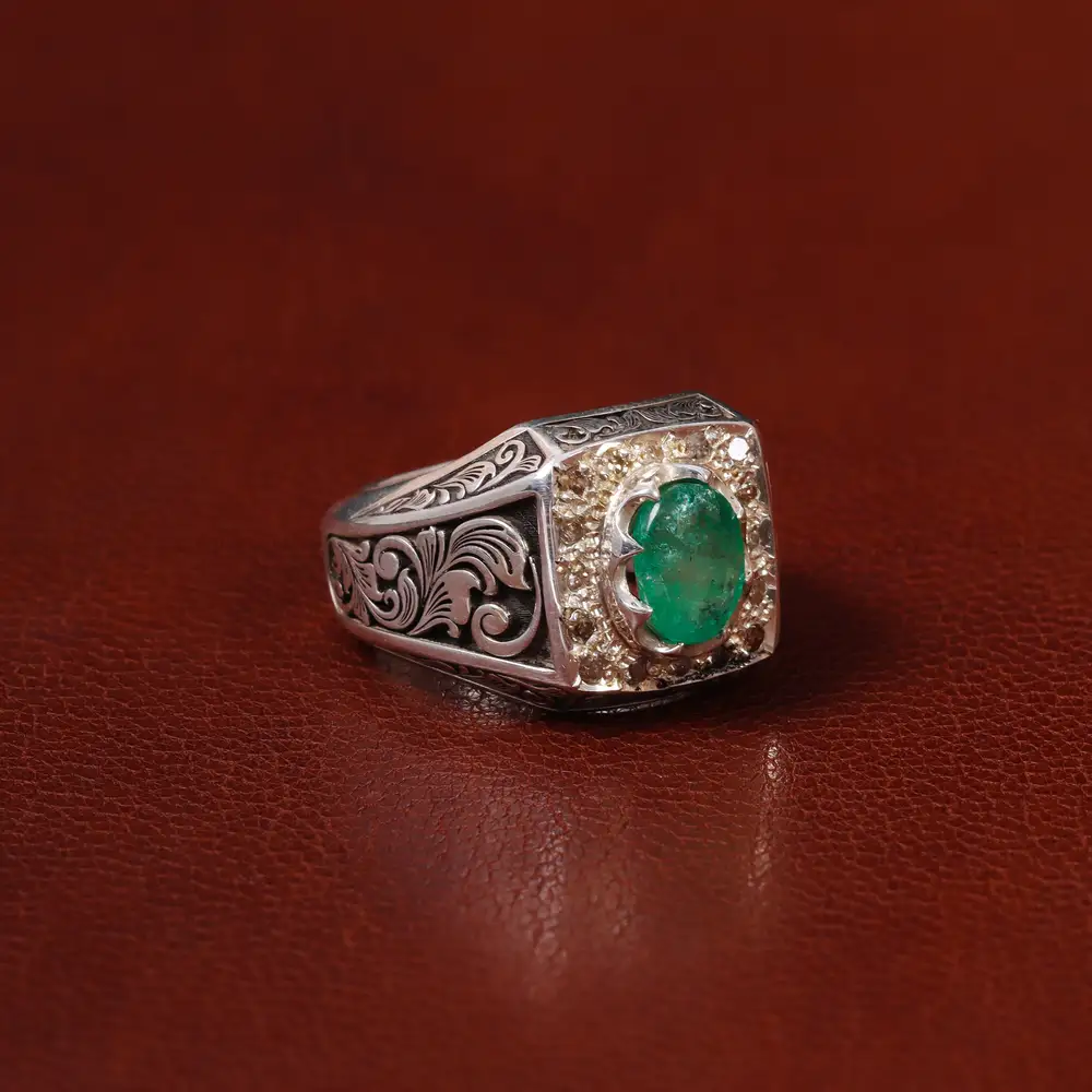 انگشتر زمرد مردانه کد 31261