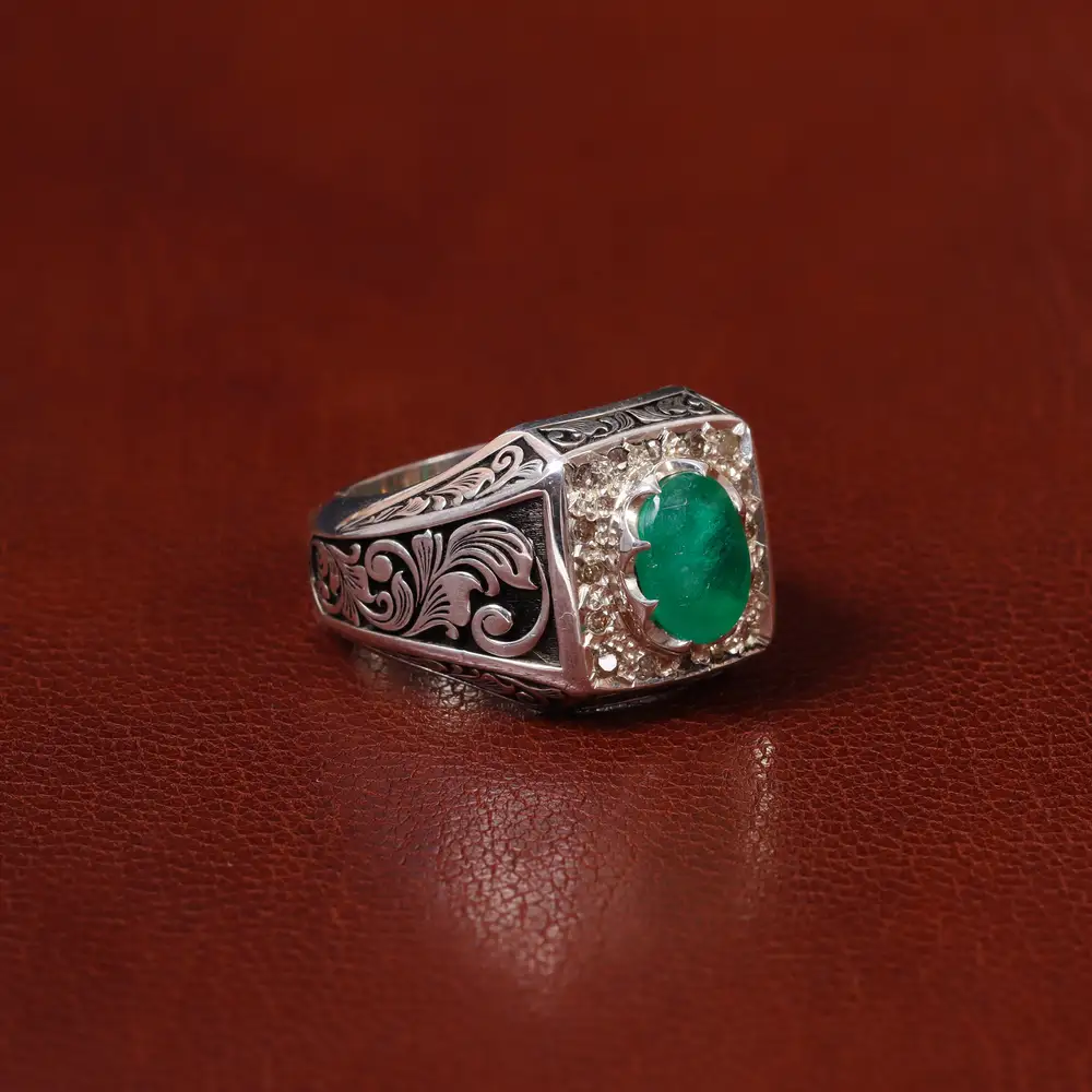 انگشتر زمرد مردانه کد 31262