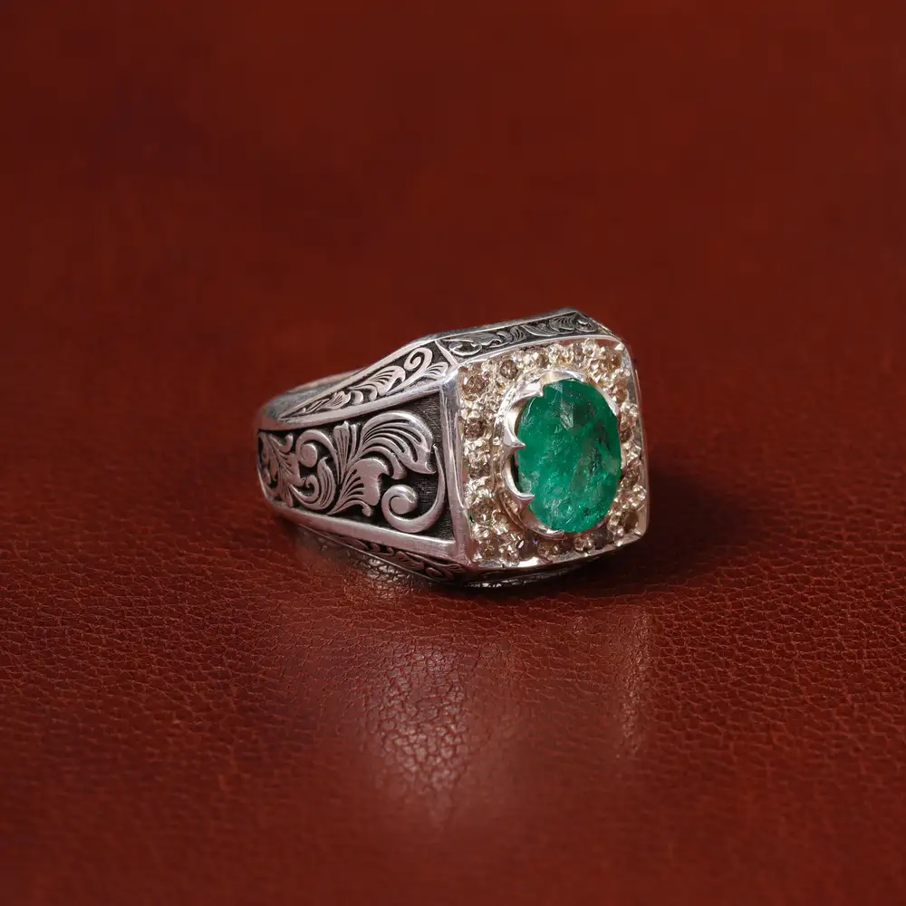 انگشتر زمرد مردانه کد 31265