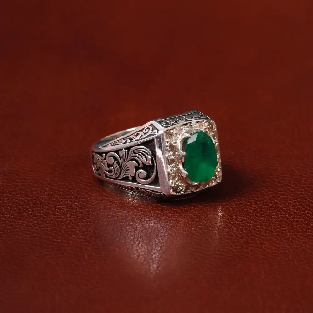 انگشتر زمرد مردانه کد 31266