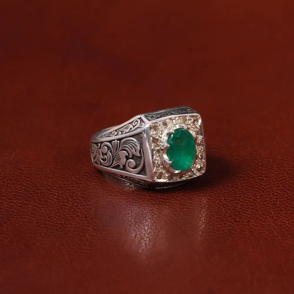 انگشتر زمرد مردانه کد 31267