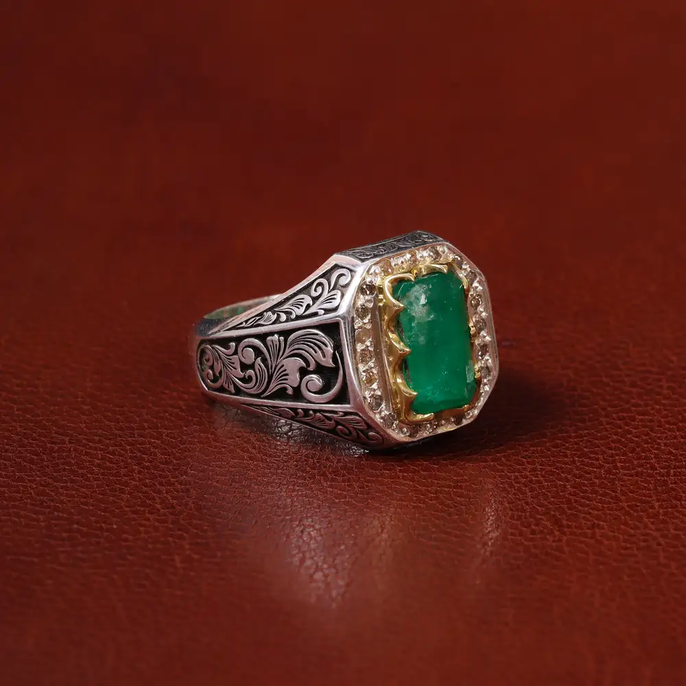 انگشتر زمرد مردانه کد 31269