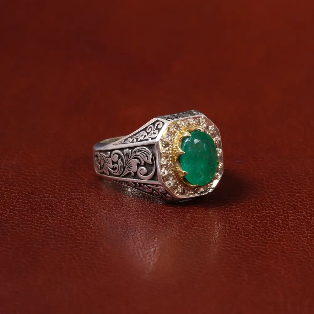 انگشتر زمرد مردانه کد 31270