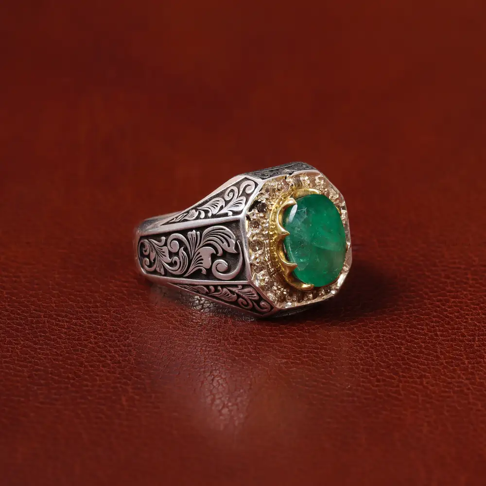 انگشتر زمرد مردانه کد 31272