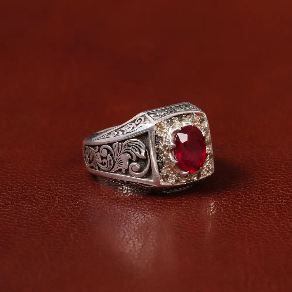 انگشتر یاقوت سرخ مردانه کد 31275