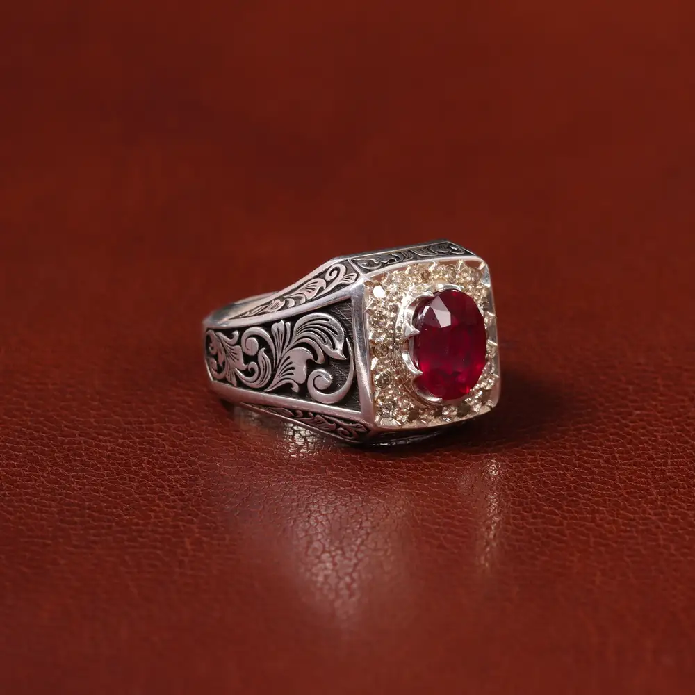 انگشتر یاقوت سرخ مردانه کد 31276