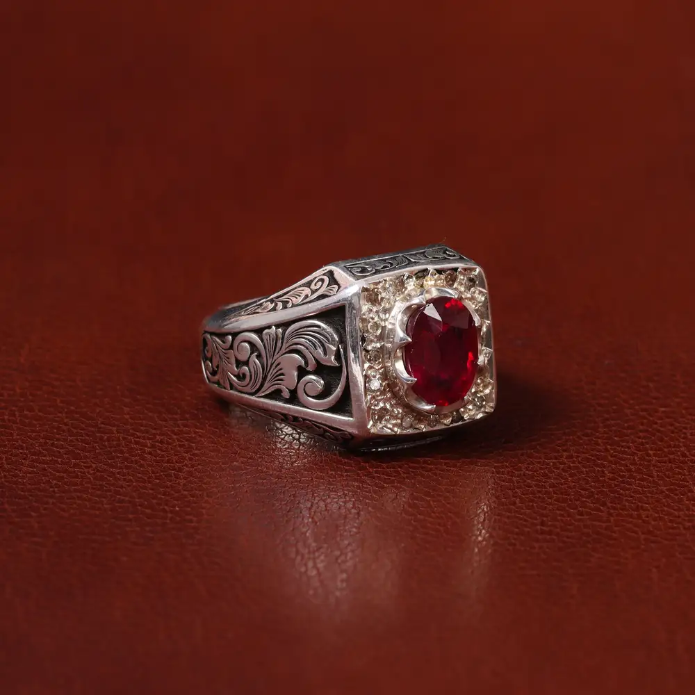 انگشتر یاقوت سرخ مردانه کد 31278