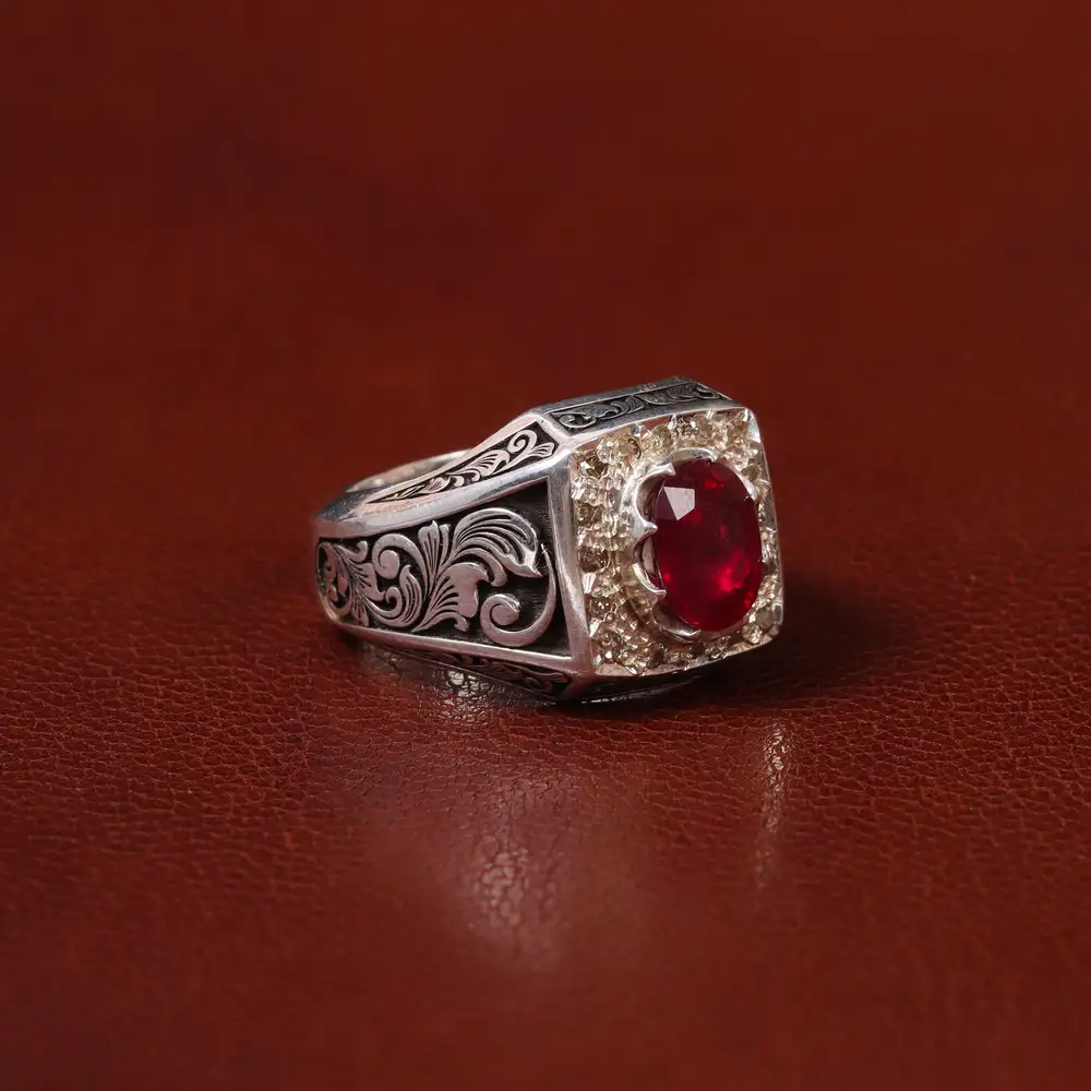 انگشتر یاقوت سرخ مردانه کد 31279