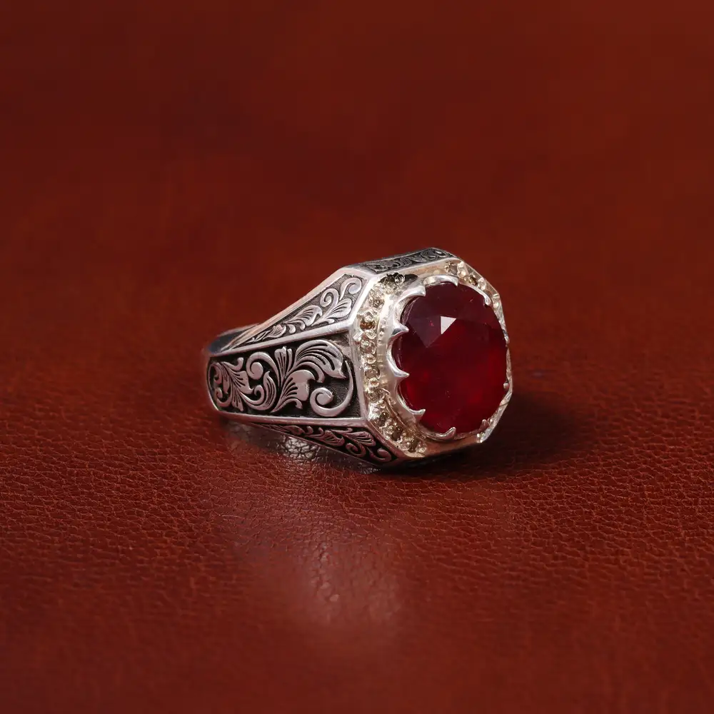 انگشتر یاقوت سرخ مردانه کد 31281
