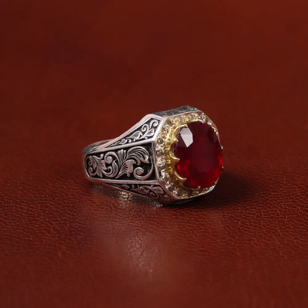 انگشتر یاقوت سرخ مردانه کد 31283