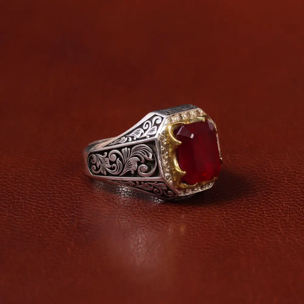 انگشتر یاقوت سرخ مردانه کد 31285