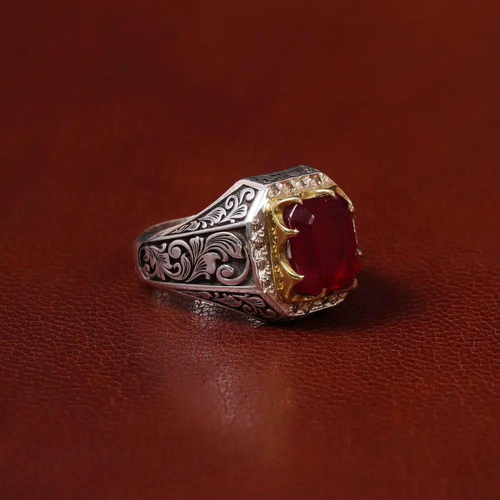 انگشتر یاقوت سرخ مردانه کد 31286