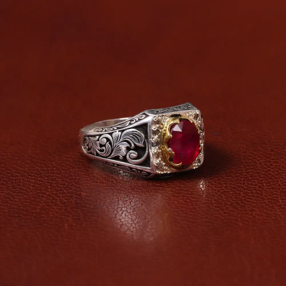 انگشتر یاقوت سرخ مردانه کد 31288