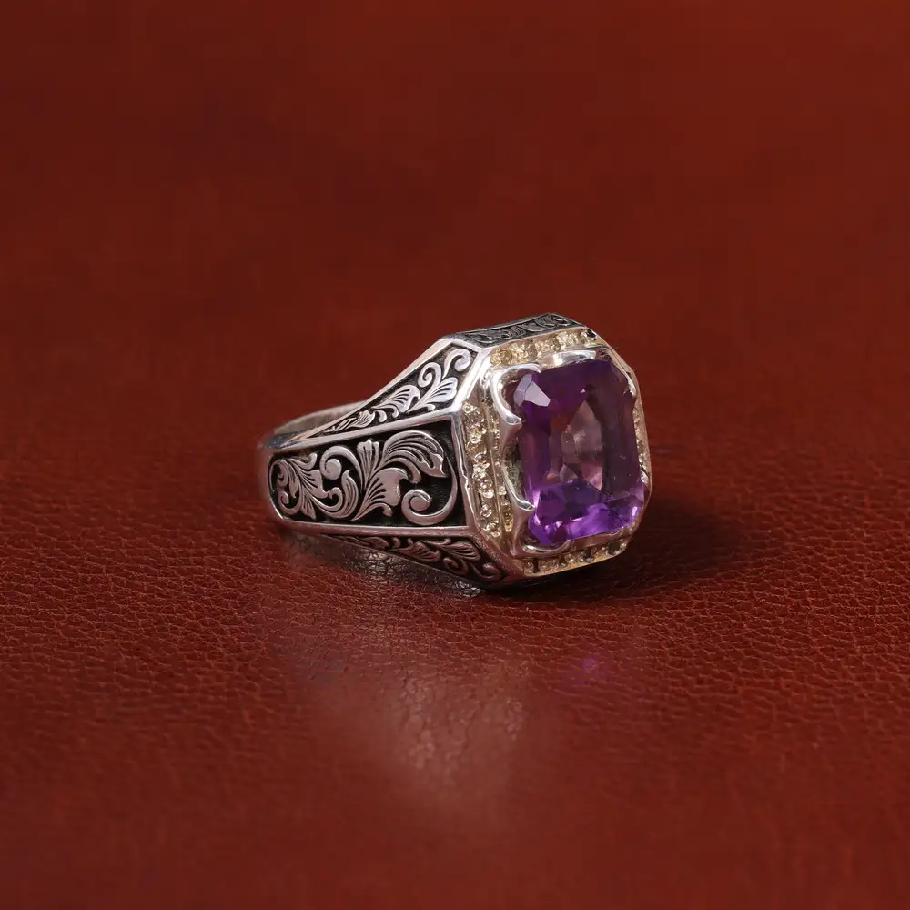 انگشتر آمیتیست مردانه کد 31295