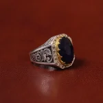 انگشتر یاقوت کبود مردانه کد 31298