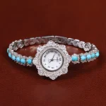 ساعت نقره و فیروزه زنانه کد 31342