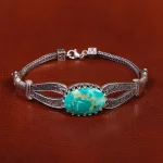 دستبند فیروزه مردانه کد 31406